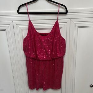 Double‎ Crazy Pink Sequin Romper